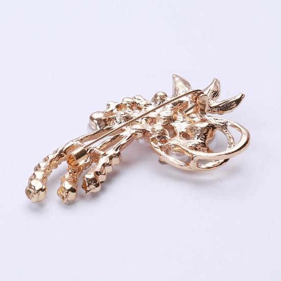 Shining Romantic Wedding Brooch Gift Elegant Faux Pearls Rhinestone Lapel Pin Costume Accessories