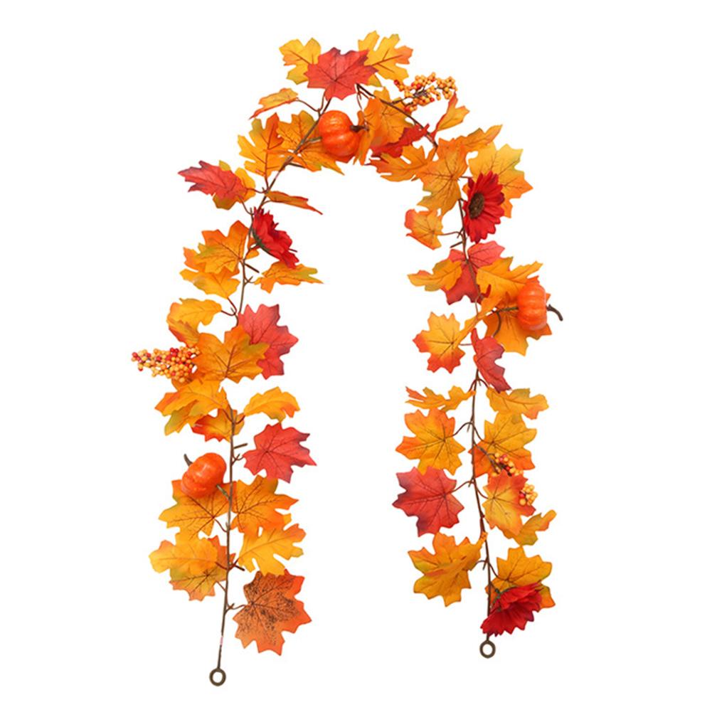 Autumn Decor Artificial Maple Fall Leaf Vine Garland Hanging Wedding Thanksgiving Decorations Home Halloween Fireplace Decor
