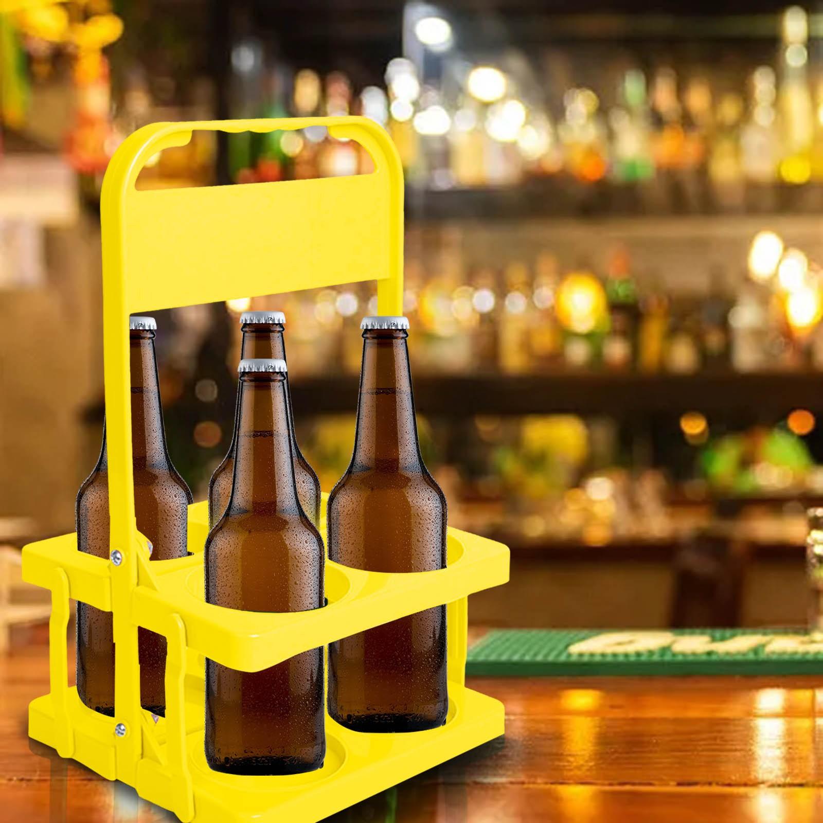 

4 Holes Foldable Beverage Carrier Reusable Plastic Drink Holder With Handle Portable Beer Bottle Carrier Cup Organizer For Bars