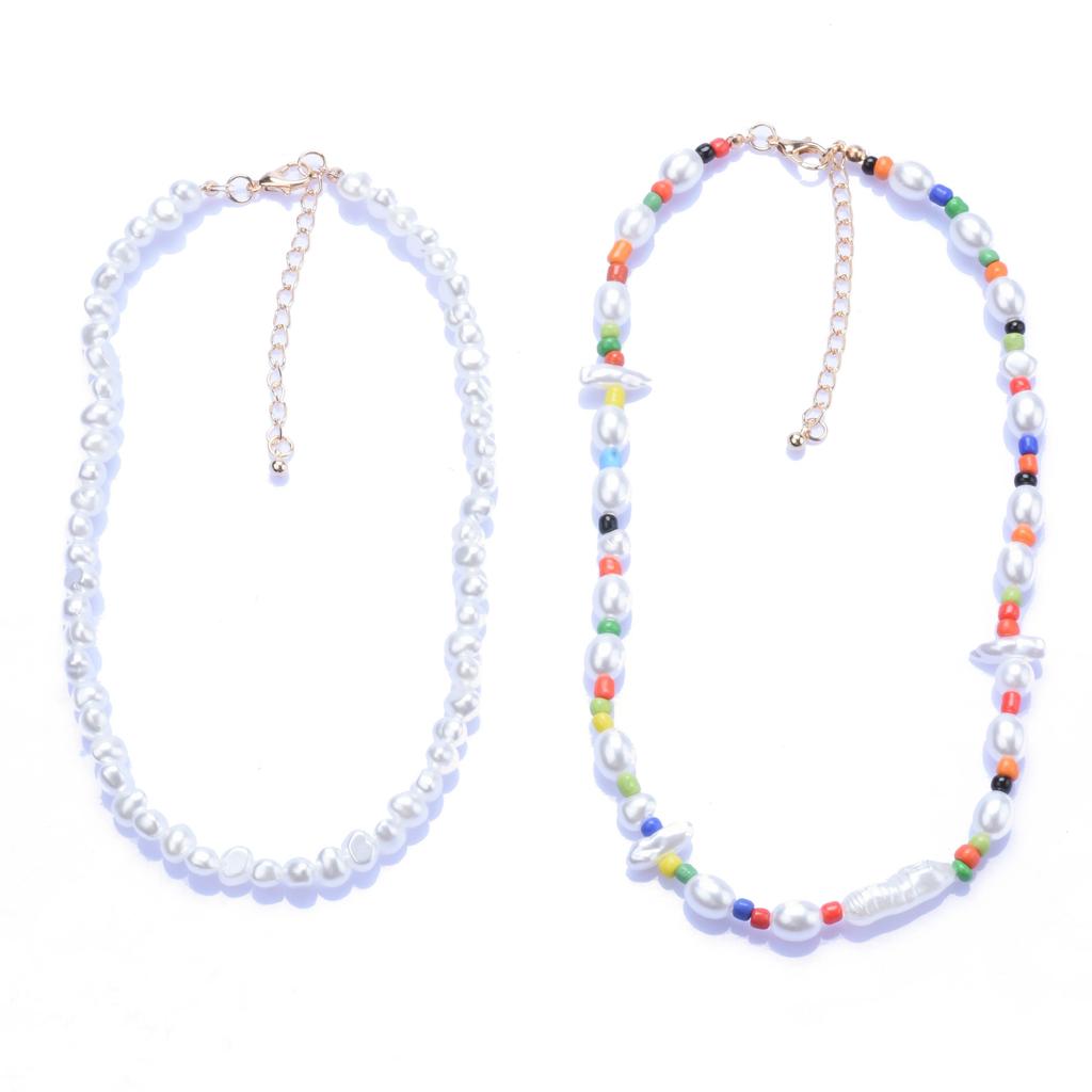 Bohemian Handmade Pearl Multi-Layer Necklace, Simple And Creative Exaggerated Color Rice Bead Pendant Women'S Jewelry