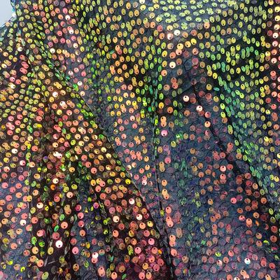 Colorful Rainbow Shiny Piece Gradient Fabric 6mm Sequin Embroidery Fabric Party Costume Dress Background Packaging Mesh Cloth