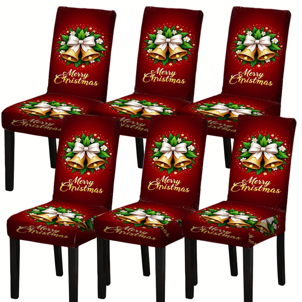 Christmas Bell Pattern Spandex Chair Cover Holiday Party Table Decoration Home Supplies
