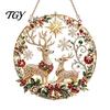 Textured Bead Art Kit Christmas Faux Diamond Ornament Kit, Santa Angel Sun Catcher DIY Acrylic Stress Free Creative Hobby Round Board, 3D Craft