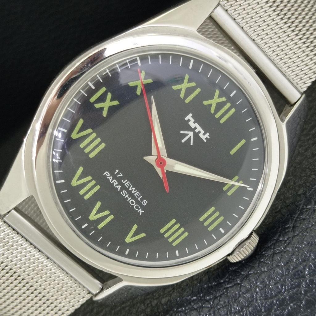 

HAND-WINDING VINTAGE HMT INDIAN MENS ROMAN FIGURE BLACK DIAL WATCH a702887-1 R211-a702887