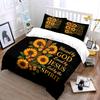 Blessed by God Cross Sunflower Bedding Set Bedding Set (1 Duvet Cover, 2 Pillowcases, Duvet Not Included)