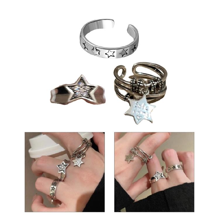 Star Adjustable Rings Star Dating Rings Alloy Material Star Opening Rings