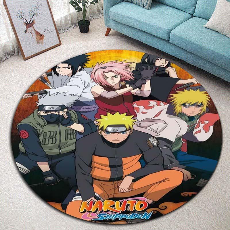 Naruto Uzumaki Akatsuki  Printed Round Rug Soft  Anti-Slip Carpet  for Home Bedroom Living Room Gaming Room Dorm Decor