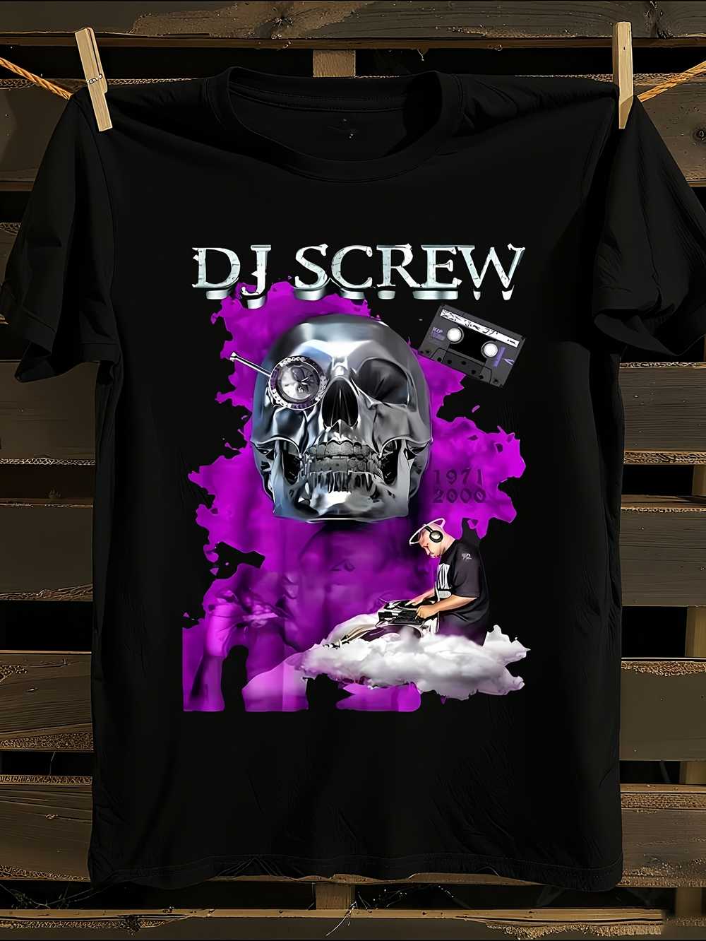 

RARE ITEMS DJ Screw Graphic T-Shirt Mens Tshirt Womens Tshirts with Letters Print Short Sleeves T-Shirt Casual Street Tee Shirt Top XXL