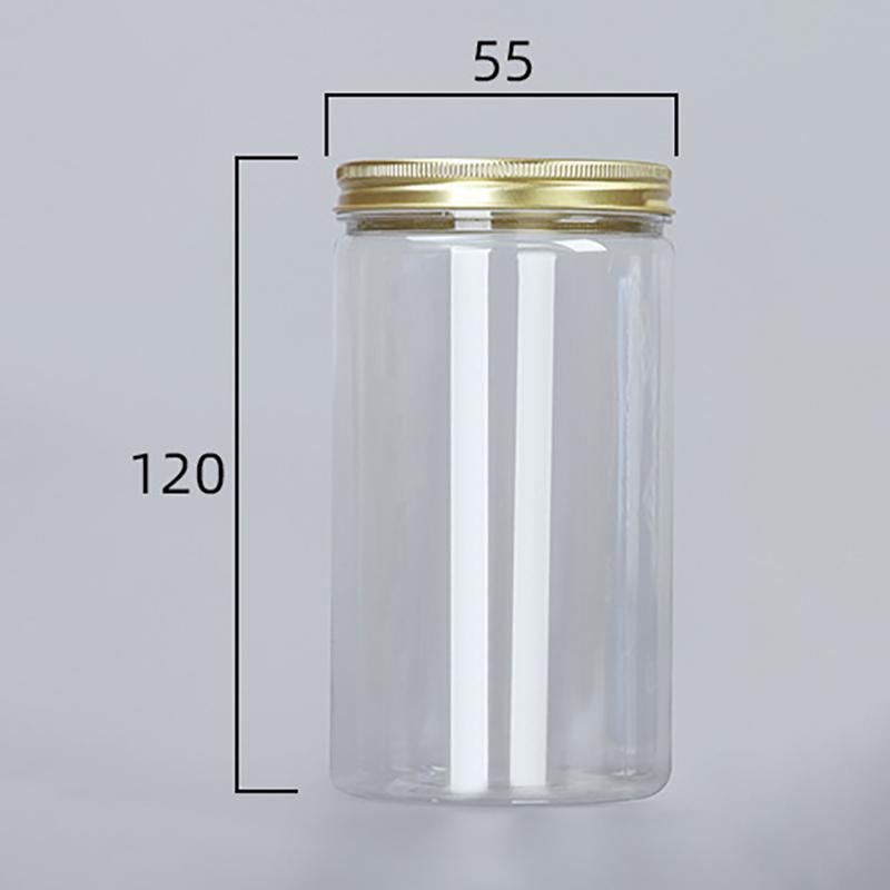 93-630ml Aluminum Cap Clear Storage Jars Round Wide Mouth Plastic Sealed Can Container Cookie Candy Kitchen Grain Storage Bottle
