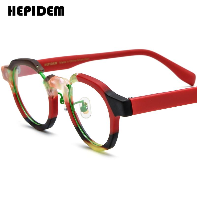 FONEX HEPIDEM Acetate Eyeglasses Frame Men New Round Brand Design Glasses Women Retro Vintage Eyewear Japanese Spectacles 9356