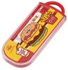 Skater Cutlery Set for Children, Lunch Box Set, Chopsticks, Spoon, Fork, Made in Japan, Slide-Type, with Name Sticker, Trio Set, Burger Conks Friends