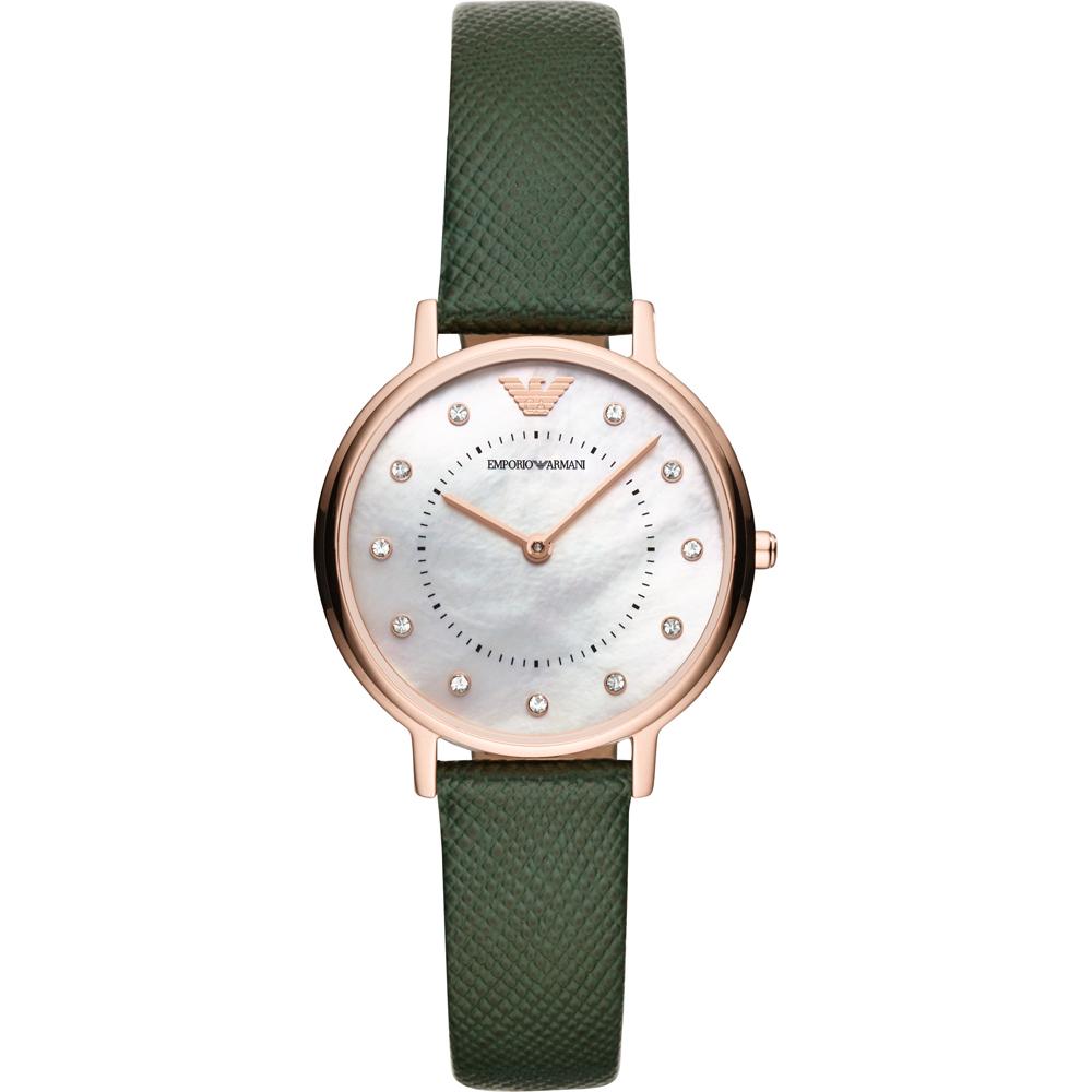 

Emporio Armani Mother of pearl Green Leather Ladies Quartz Analog AR11150 мать жемчужного