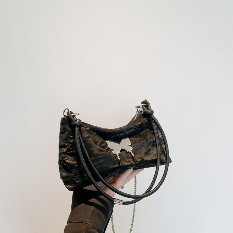 

Сумка через плечо женская 2024 новая модная текстура иностранный стиль женская нишевая дизайн интернет знаменитость бант цепочка сумка через плечо чёрный