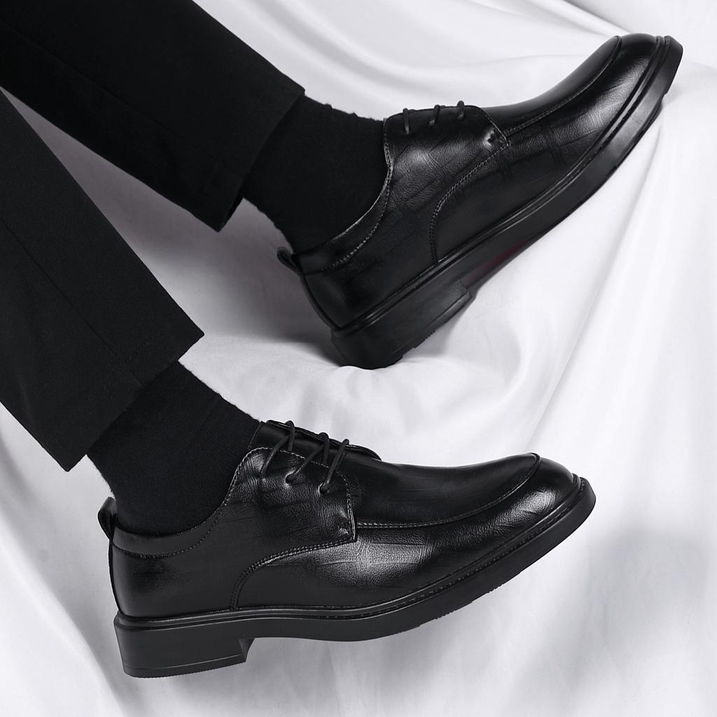 Spring and Autumn Leather Single Business Dress Leather Shoes Men's Casual Martin Shoes Inner Height Increase British Tooling Cotton Shoes Tide