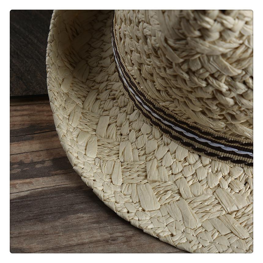 Summer travel men's straw hats, hand-woven outdoor visors, beach hats, breathable parent-child hats manufacturers