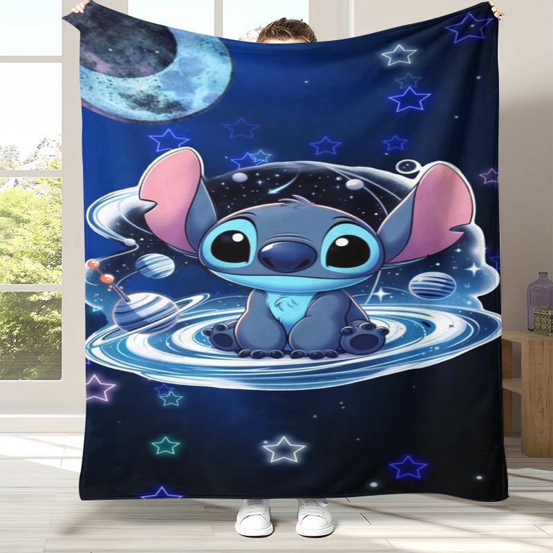 

Kawaii S-Stitch Cartoon Flannel Blanket,Ultra Soft Warm Plush Throw for Home Bedroom Bed Sofa Cover Camping Picnic gift kids 75x90cm