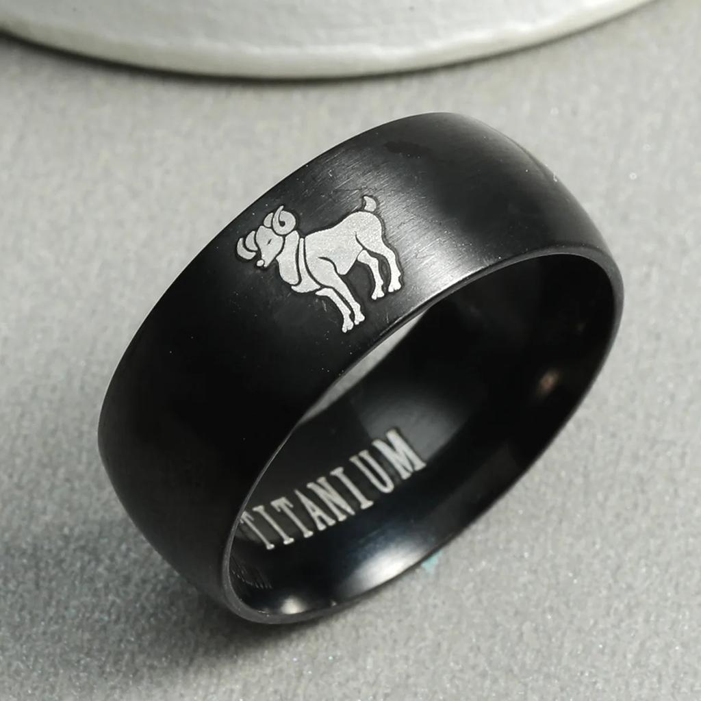 12 Zodiac Sign Stainless Steel Ring - Fashion Charm for Aries Taurus  Adjustable Unisex Friendship  Accessory