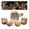Ceramic Teapot and 6 Cups Tea Maker Chinese Traditional with Rope Wrapped Handle Infuser