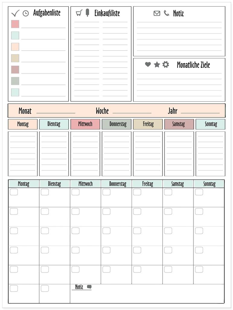 Magnetischer Planer Für Den Kühlschrank - Kalender & Aufgaben-Tafel + Stift Und Einkaufslisten-Notizblock Mit Magnet