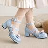 Sweet Bow Low Heels Women's Lolitas Shoes Spring Ankle Strap Red White Heeled Wedding Office Party Shoes Female Large Size 45