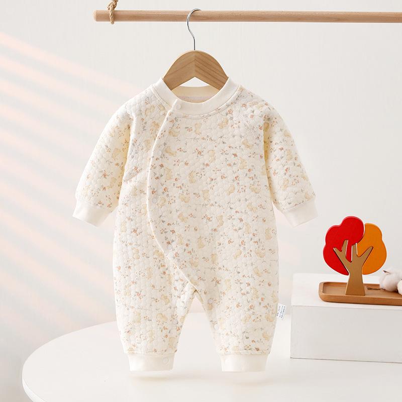 

Quilted Warm Cotton Baby Romper: Autumn/Winter Style, Close-Fitting for Ages 0-12 Months, Class A Winter Wear 80 cm