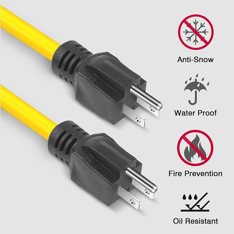 3-Pin Stecker auf Stecker Verlängerungskabel für Umschalter, Doppelstecker 5-15P 12AWG 125V US-Stecker, Generator-Adapterkabel