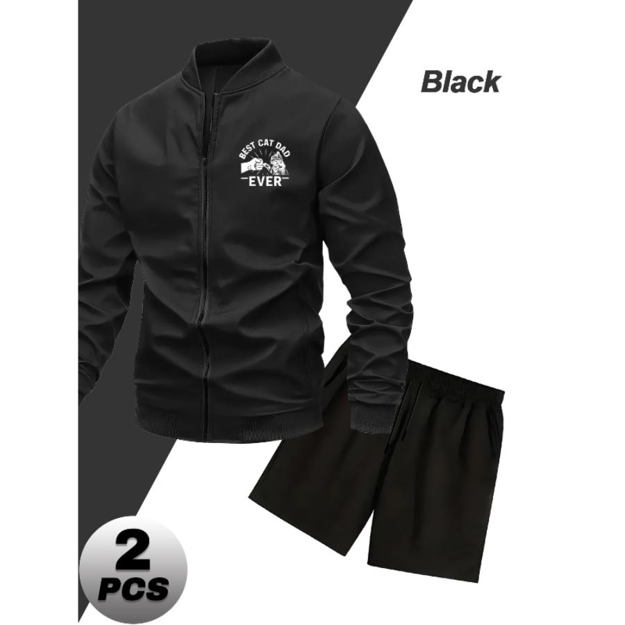 

Outfit Baseball Jacket and Shorts Casual Athletic Tracksuit for Daily XXL чорний