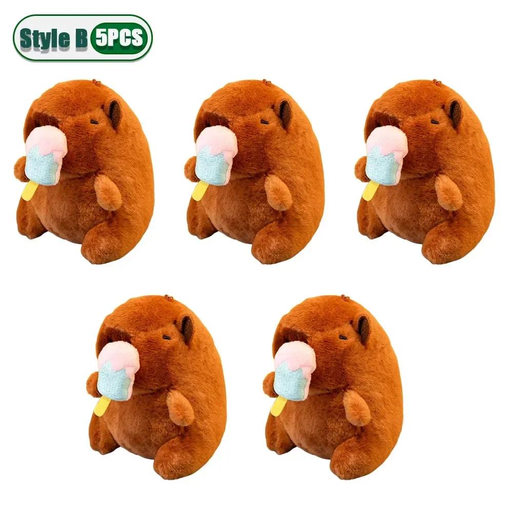 1-20PCS Cute Cartoon Capybara Pendant  Pull-out Fruit Kapybara Plush Keychain Cute Plush Doll Bag Hanging Ornament  Gift Pendant