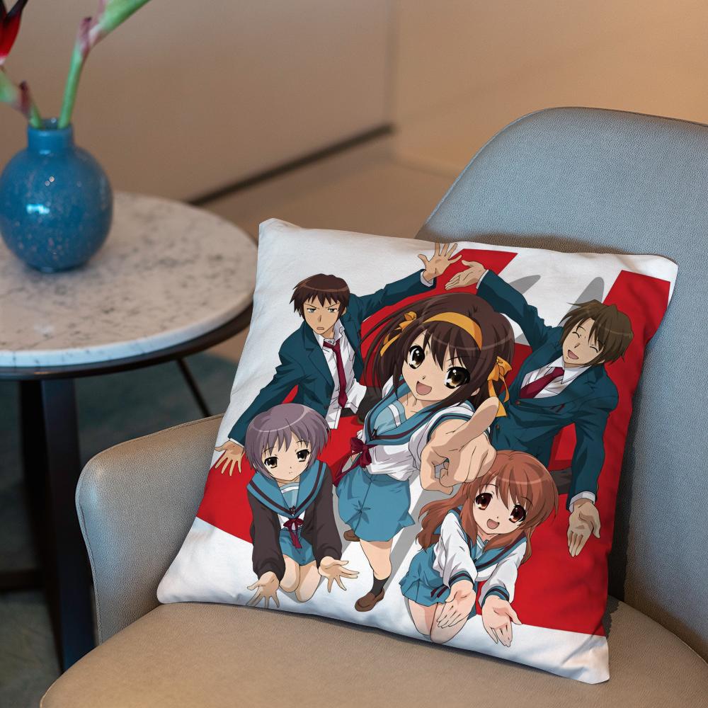 The Melancholy of Haruhi Suzumiya Cushion Cover 2-in-1 Reversible Plush Pillow Cover | Car/Sofa/Bed | Perfect Gift