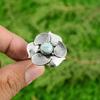 Natural Larimar Gemstone Solitaire Flower Blue Adjustable Ring 925 Silver