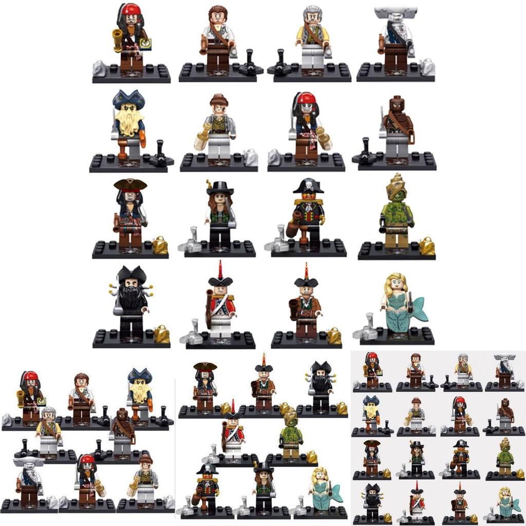 Caribbean Pirates Building Blocks Set 8pcs Minifigures With Mermaids Educational Toy
