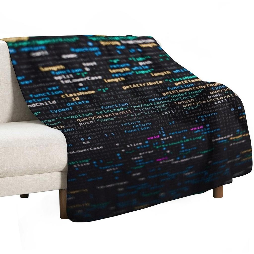 Software Developer Programming Code on Black Background Throw Blanket Summer Flannels Picnic Hairy Blankets
