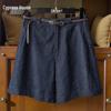 Sibaishe Women's High-Waist Washed Wide-Leg Denim Shorts