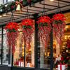 Artificial Floral Arrangement Christmas Poinsettia Hanging Garland, Silk Flowers with Red Berries DIY Ornament And Greenery, 85cm Outdoor Holiday