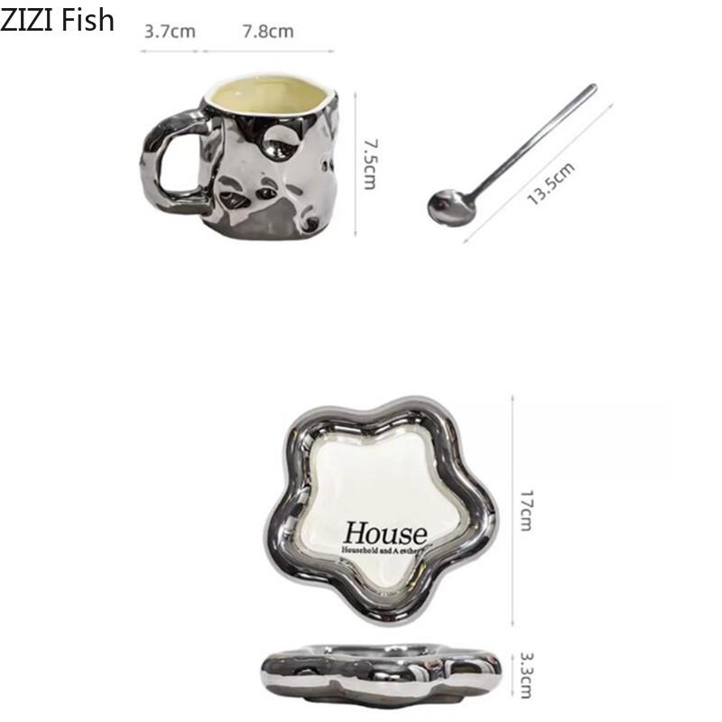 Creative Cheese Coffee Cup Office Ceramic Mug Coffee Shop Afternoon Tea Beverage Milk Cup Light Luxury Home Beverage Set