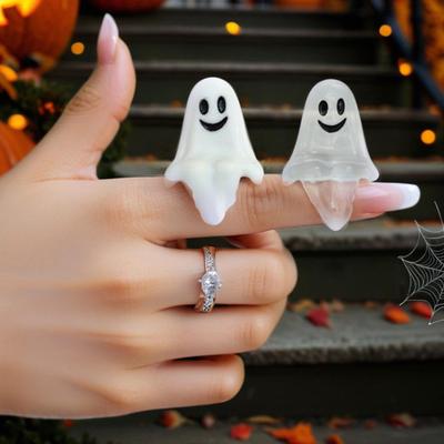 20 Pcs Halloween Sitting Ghost Figurines Miniature Ghost Statues Cute Spooky Happy Ghost Ornaments