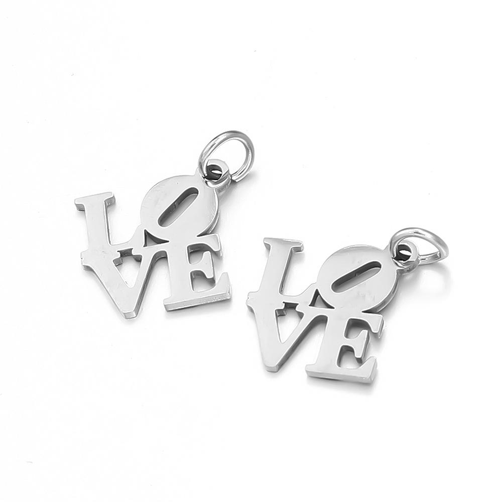 

2pcs/lot Stainless Steel Love Charms Classic Polish Charms Pendants For Jewelry Making DIY Handmade Necklace Pendant Accessories