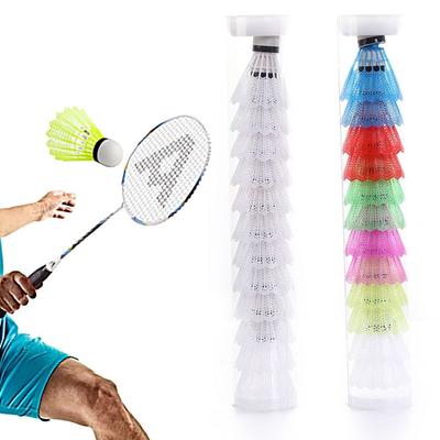 Volante de bádminton portátil de plástico, multicolor, resistente al viento, 6/12 unidades, para uso familiar y escolar.