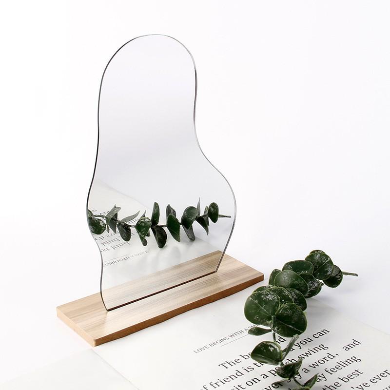 Bamboo & Wood Cloud-Shaped Acrylic Makeup Mirror with Retro Comb for Dressing Table