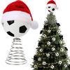 Rugby Christmas Tree Topper with Santa Hat Spring Base Bouncing Sports Ornament