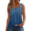 Women's Pleated Square Collar Sleeveless Vest Print T-shirt