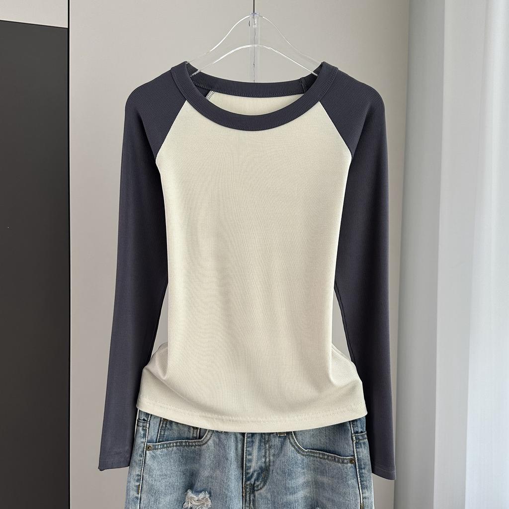 Women Modal Ribbed Long Sleeve T Shirt Slim Inner Top Spring Autumn Winter Versatile Wear