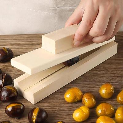 Wooden Nut Cracker Tool Manual Chestnut Sheller Portable Kitchen Nut Cutting Tool for Walnut Nut Opening Cracking Peeling