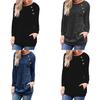 Stylish Women's Pullover Long Sleeve Solid Button Sweatshirt Top For Casual Wear