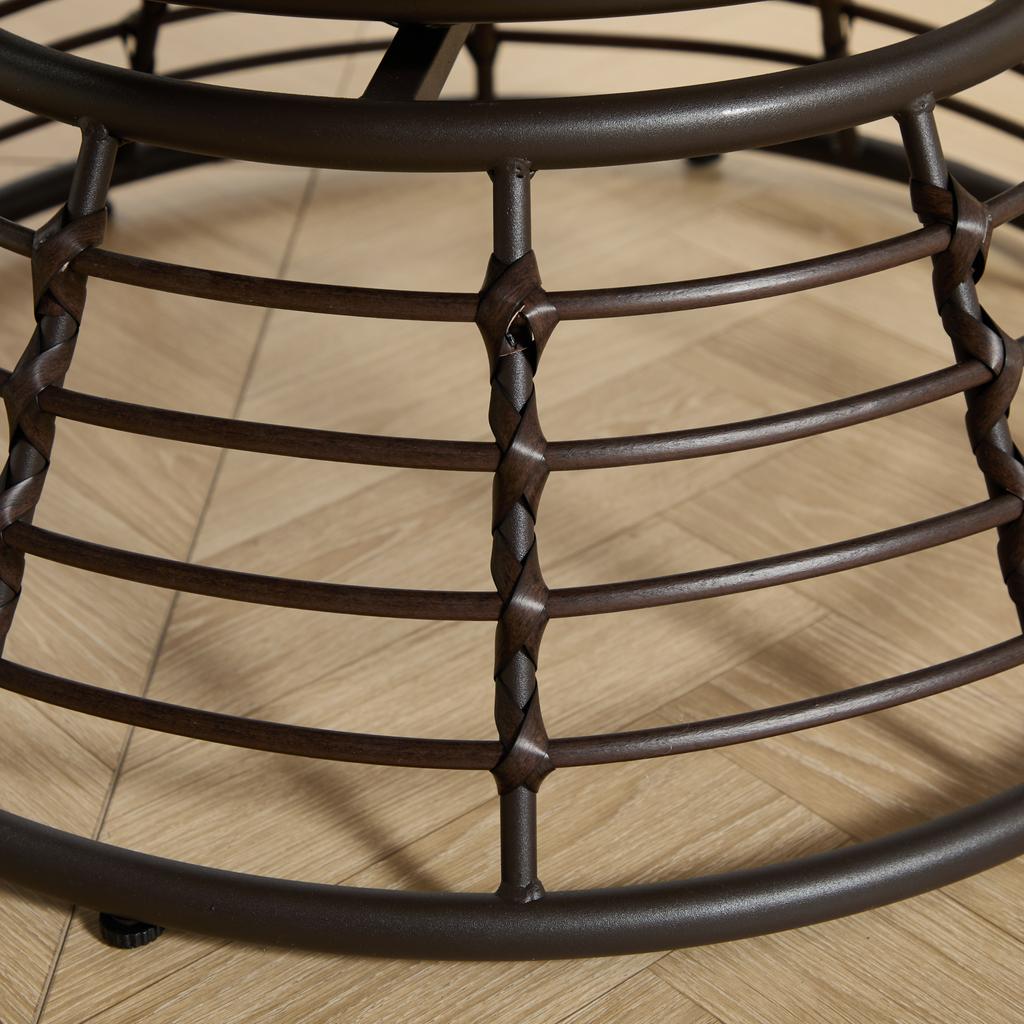 Comfortable Wicker Papasan Chair, 360 degrees Swivel Indoor Outdoor, with Soft Thick Cushion, Ideal for Living Room, Brown Frame
