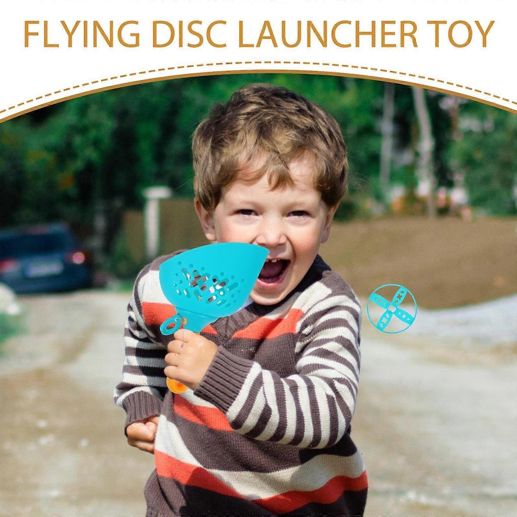 Interactive Flying Disc Toy Flying Disc Launcher for 4Sets Blue Kids