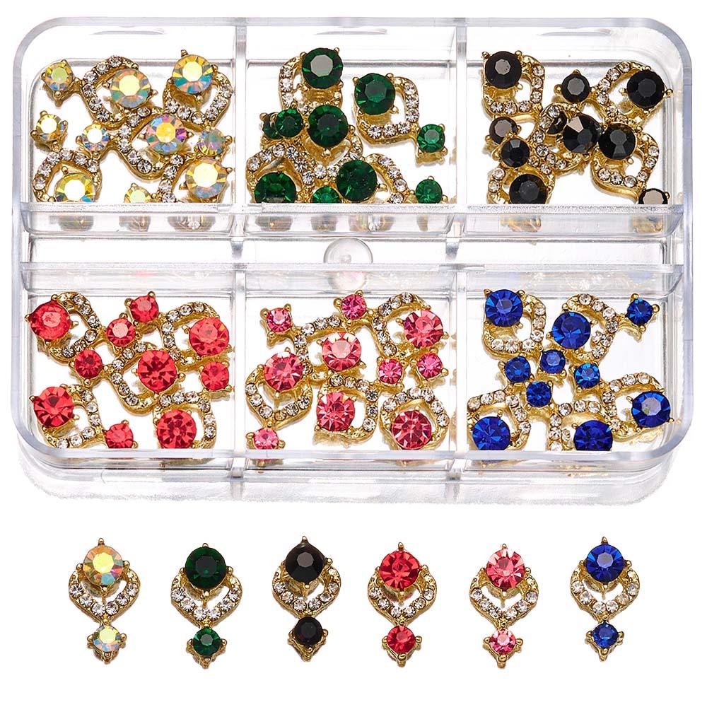 

1 коробка, смешанные стили, 3D роскошные ювелирные изделия для дизайна ногтей, стразы, драгоценные камни, золотой металлический сплав, подвески для ногтей в форме бабочки, сделай сам, блестящие украшения с бриллиантами
