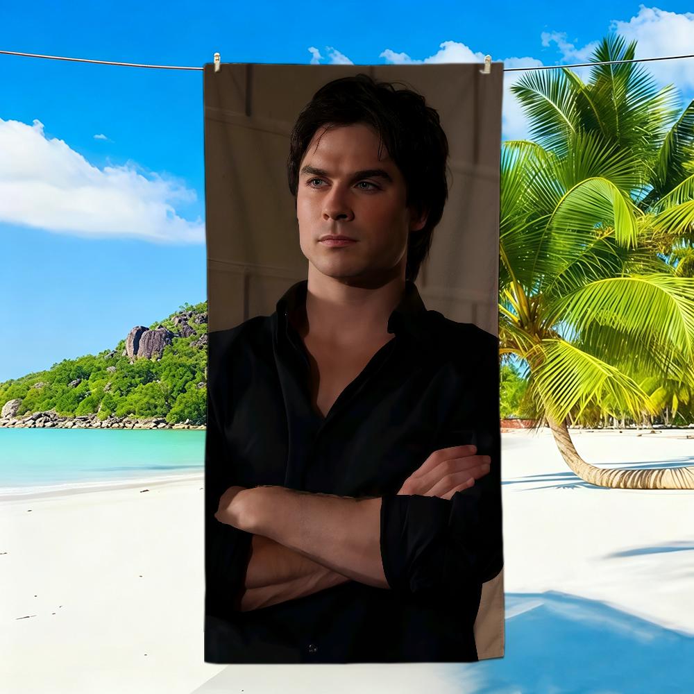 Vampire Diaries Starring D-Damon S-Salvatore Towel Sports Quick Dry Travel Camping Sandproof Soft Light Large Beach Towel