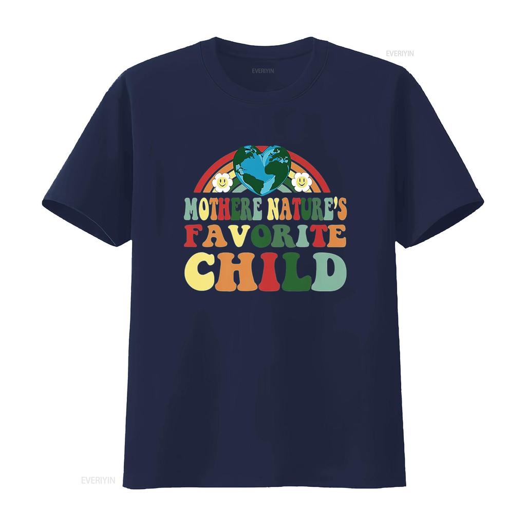 Mother Nature S Favorite Child Funny Earth Day T Shirt Black Vintage Washed Fashion Stretched Designer Clothes Slightly Soft