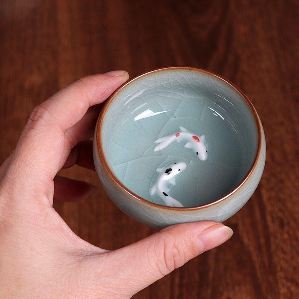 60ml Căni de ceai Kungfu din porțelan celadon Pește Auriu, ceașcă de ceai chinezească, ceașcă de ceai Longquan, bol, gospodărie